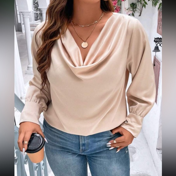 Luxe plus size draped front blouse - Picture 2 of 9